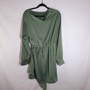 Fashion Green Midi Long-Sleeved Dress